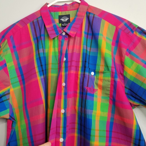 Dockers Rainbow 90's Inspired Retro Embroidered Striped 1X Collared Box … - Picture 2 of 10